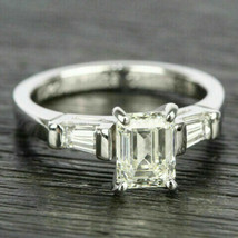 2.65Ct Emerald Cut White Diamond 925 Sterling Silver Designer Engagement Ring - £86.49 GBP