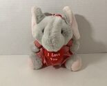 Embrace plush I Love You Valentine's Day red elephant holding heart dres... - $14.65
