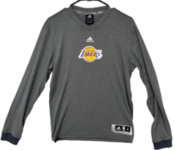 Adidas Mens Warm Up Shirt Size Medium Lakers Los Angeles Long Sleeve Authentics - $24.74