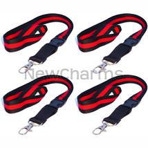4 of Lanyards with Thin RED Line w/ Hook and Removable Clasp - Fire Figh... - £9.29 GBP