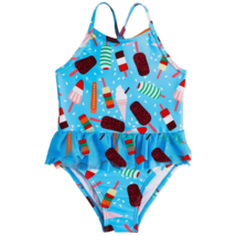 Ice Cream Print Swimwear Girl&#39;s Size 4/5 Ruffle Criss-Cross Straps Swims... - £10.93 GBP