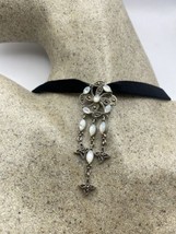 Vintage Mother of Pearl Choker Marcasite 925 Sterling Silver Deco Necklace - £107.69 GBP