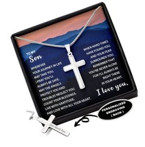 To My Son, Count Your Blessings, Cross Necklace Engrave, C4, - £104.08 GBP