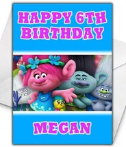 Trolls Princess Poppy Personalised Birthday Card - Large A5 - Disney Trolls D2 - £3.24 GBP