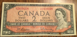 1954 BANK OF CANADA TWO DOLLARS 2$ BANK NOTE - £7.33 GBP