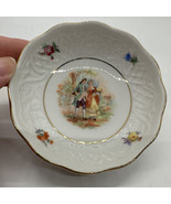 Bavaria Germany 4&quot; Vanity Tray/Trinket Dish Courting Couple Gold Trim - $206.79 MXN