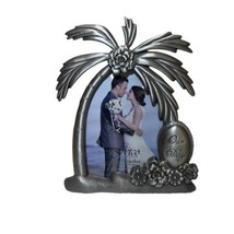 Fetco Home Decor Bride &amp; Groom 4x5.5 Inches Nickel Finish Picture Frame - £10.77 GBP