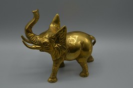 Brass Elephant Statue Figurine 7&quot; Tall Trunk Up Weighs 2 Lbs Vtg - £26.49 GBP