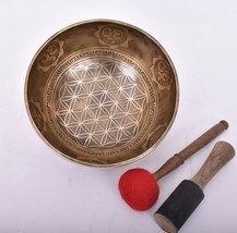 9 inches flower of life singing bowl -Tibetan singing bowl set comes with mallet - £168.46 GBP