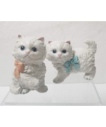 2 White Long Hair Kittens Pink Blue Bow Cats Home Interiors Vintage 1428 - £11.17 GBP