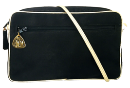 Vintage Morris Moskowitz Black Satin Evening Shoulder Bag w/ Gold Accents READ - £10.58 GBP