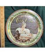Vintage Metal Coca-Cola Round Serving Tray &quot;Refreshing! Delicious&quot; ~12 1/4&quot; - £7.86 GBP