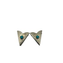 Silver and Turquoise Western Pointed Collar Tips - £19.77 GBP