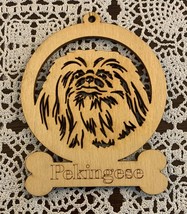 Handmade Wooden Christmas Ornament Pekingese Dog 4 Inch Stained Plywood ... - $9.99