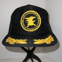 Vintage 80s Distressed NRA National Rifle Association Gold Leaf Trucker Hat USA - £26.06 GBP