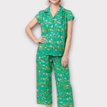 The Cat’s Pajamas Sakura Blossom Women&#39;s Pima Capri Green Floral Size Medium - £58.29 GBP