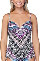 Raisins Juniors&#39; Printed Underwire Tankini Top Women&#39;s Swimsuit Black Mu... - $301.53 MXN