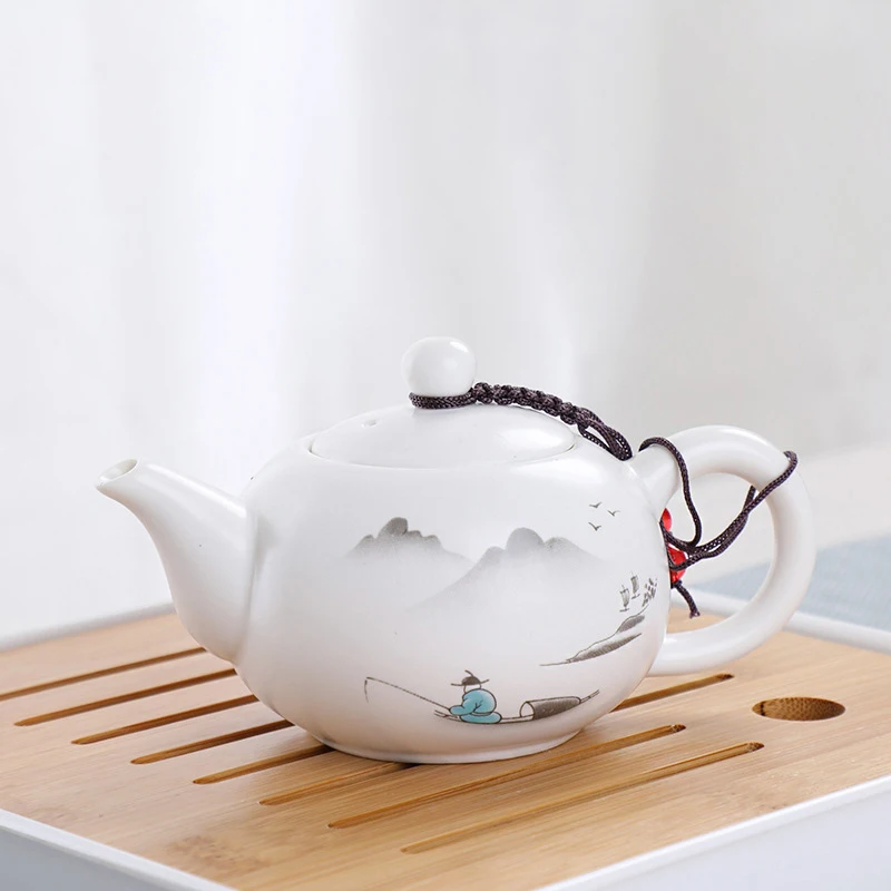Play Ceramic Teapot One Pot Four Cup Outdoor Travel Kung Fu Teapot Tote Bag Trav - £34.00 GBP