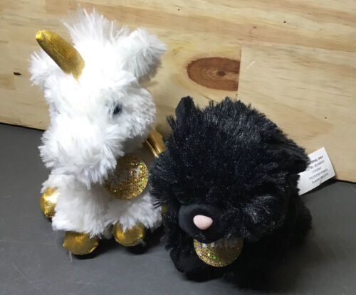 Justice Pet Shop Pixie the Black Cat Gund 5" & Starry Unicorn 5" Great Pair  - £8.05 GBP