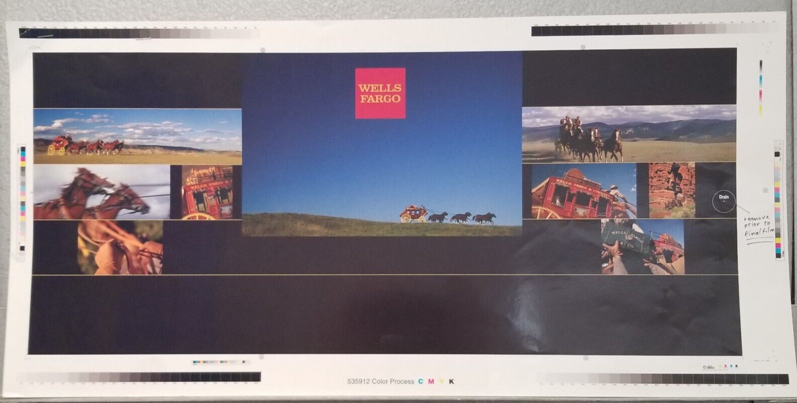 Primary image for Wells Fargo Advertising Preproduction Art Work Stagecoach Horses Mountain 2005