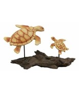 Ebros Under The Sea Mother &amp; Baby Sea Turtle Family Statue 10&quot;L Faux Woo... - £25.19 GBP
