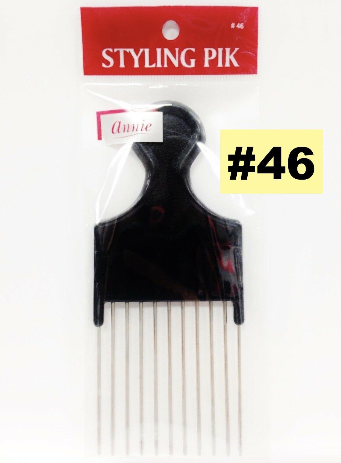 ANNIE STYLING PIK #46 6.5&quot;x 2.8&quot; PLASTIC HANDLE W/ METAL PIK #46 - $0.99