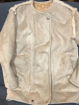 Vintage Faux Fur Coat Sz Medium M Tan Brown - £47.45 GBP