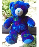 Build a Bear Blue Peace Bear with Ear Ribbon 15&quot; - $17.82