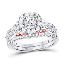 14kt Two-tone Gold Round Diamond Bridal Wedding Engagement Ring Set 1.00 Ctw - £1,460.72 GBP