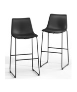 Retro Bar Stools Crazy-Horse Leather with Metal Legs Barstools, Lounge K... - $244.47 CAD