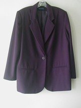 Vintage Karen Scott Royal Purple Lined One Button Blazer Jacket Size 16 - £18.50 GBP