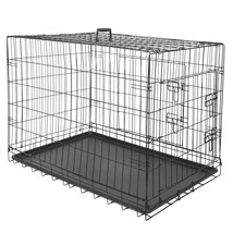 36&quot; High Quality Dog Crate Kennel Folding Pet Cage 2 Door With Tray Dog ... - $83.99