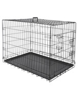 36&quot; High Quality Dog Crate Kennel Folding Pet Cage 2 Door With Tray Dog ... - £66.04 GBP