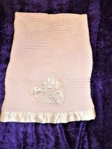Kidgets Bless This Baby Pink Thermal Satin Acrylic Infant Girl Blanket Moon Star - £39.56 GBP