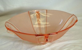 Footed Depression Pink Frosted Art Glass Bowl - £38.17 GBP