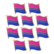 10 Bisexual Pride Flag Pins 0.5&quot; Lape L Pin Bi Lgbtq Gay Lesbian Tie Badge Lot - £10.34 GBP