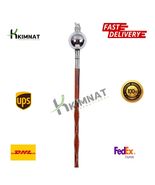 Drum Major Mace Stave and Stick Chrome Head Ball Lion &amp; Crown on Top Thr... - £125.09 GBP+