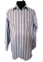 Tommy Hilfiger Dress Shirt Men&#39;s Size 16 1/2 34-35 Blue White Striped Cotton LS - £17.67 GBP