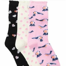 Kate Spade New York 3 Pack Crew Socks Hearts Birds Dots - £54.28 GBP