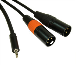 10Ft Premium 3.5Mm Trs Stereo Male To 2 Xlrinch Male Y-Breakout Cable - £12.03 GBP