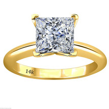 2.15 ct Princess Cut Solitaire Engagement Wedding Ring Solid 14k Yellow Gold  - $286.11