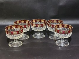 Vintage STAMPI FRANCOLINI Ruby &amp; Gold Rim Low Sherbet Dessert Cup - Set ... - £27.43 GBP