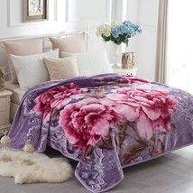 Jyk Soft Blanket Heavy Korean Mink Blanket, 5 Lb Fleece, Queen, Peony/Peony - £37.54 GBP