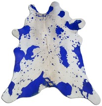 Blue Acid Washed Calf Skin Rug: 39&quot; X 29&quot; Blue/White Calf Skin Rug C-927 - £78.06 GBP