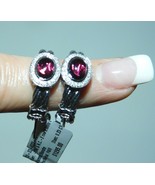CHARRIOL GARNET &amp; DIAMOND 18 KT STAINLESS STEEL HOOP EARRINGS NWT - €587,98 EUR