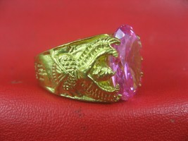 Holy Talisman Pink LP Seng Wat Bangna Gold Ring So Lucky Real Rare Thai Amulets - £15.97 GBP