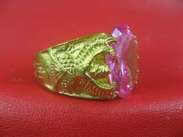 Holy Talisman Pink LP Seng Wat Bangna Gold Ring So Lucky Real Rare Thai Amulets - £15.27 GBP