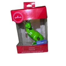 Hallmark 2018 T-Rex 3.5” Dinosaur Santa Hat Candy Cane Christmas Ornament NEW - $17.60