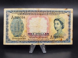 MALAYA &amp; BRITISH BORNEO BANKNOTE   DOLLAR 1953  Pick #1 - £23.79 GBP