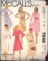McCall&#39;s PTRN 7248 dated 1980 size14 Misses’ one piece dress, SIX VERSIONS UNCUT - £2.39 GBP